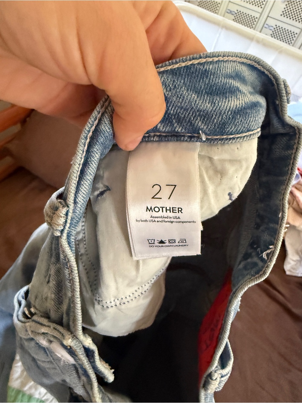 Mother Distressed Jeans with Patchwork Detail - Picture 5 of 7